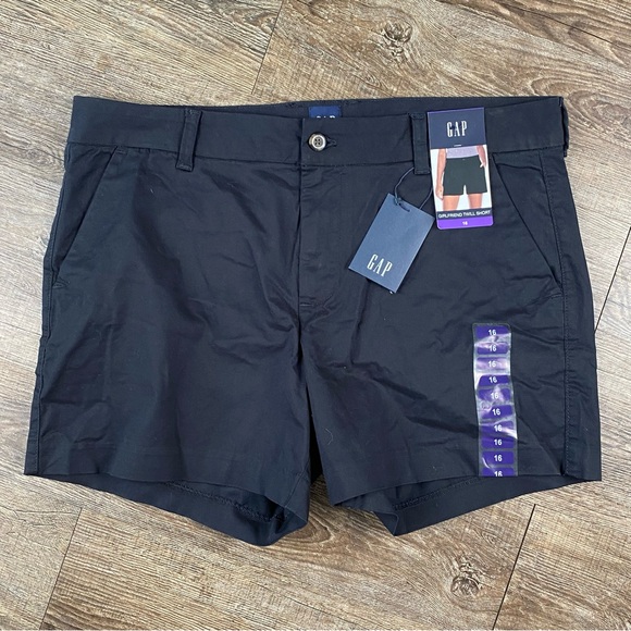 GAP Pants - Gap Relaxed Girlfriend Twill Shorts Women 16 Black Pocket Cotton Stretch NEW